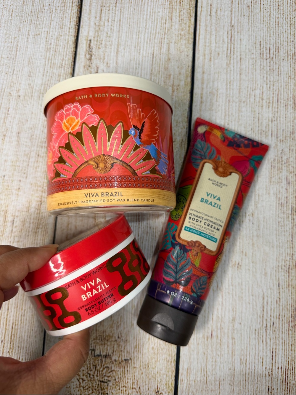 Set of 3 Bath & Body Works Viva Brazil Candle Body Cream & Body Butter Set BBW